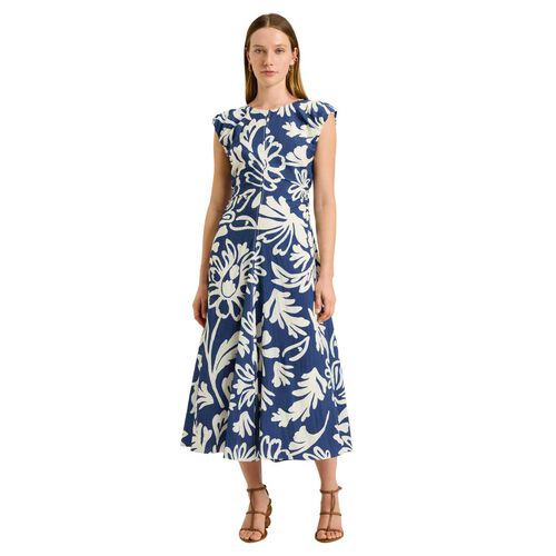 Veronika Maine Chambray Filigree Midi Dress